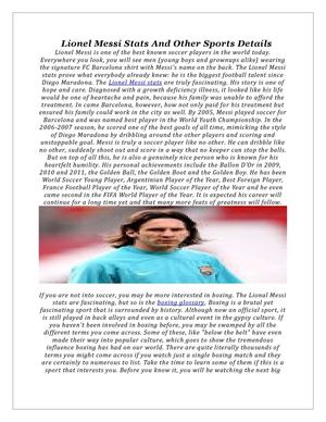 Lionel Messi Stats And Other Sports Details