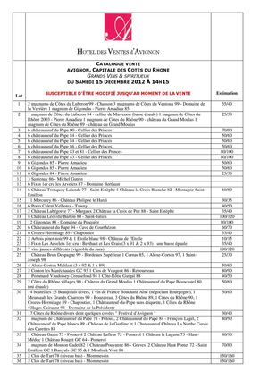 Grands Vins & Alcools 15-12-2012 