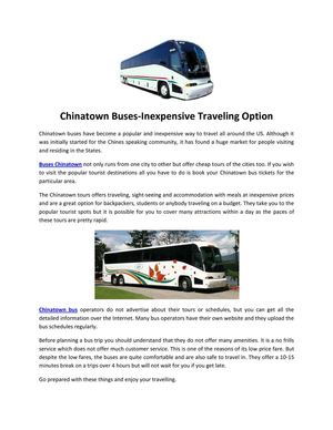 Chinatown Buses-Inexpensive Traveling Option