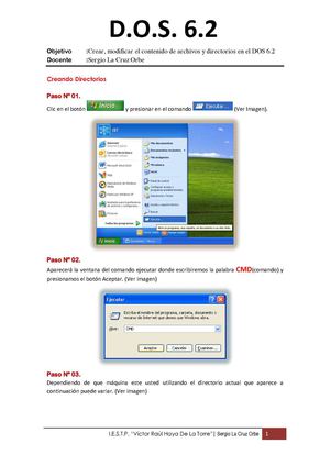DOS Manual para crear directorio y otros