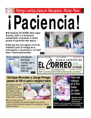 13 de Diciembre del 2012. El Correo de Tabasco