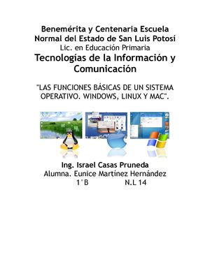 Funciones básicas de Sistemas Operativos. Windows, Linux, Mac.