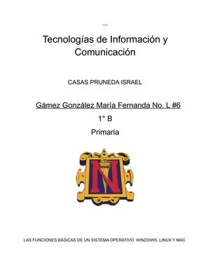 LAS FUNCIONES BÁSICAS DE UN SISTEMA OPERATIVO. WINDOWS, LINUX Y MAC