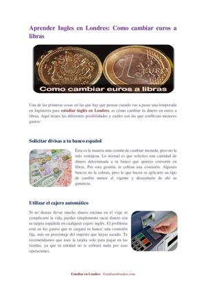 Aprender Ingles en Londres: Como cambiar euros a libras