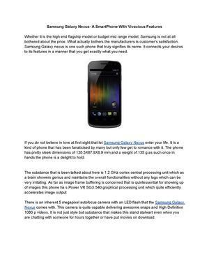 Samsung Galaxy Nexus-A Smart Phone with Vivacious Features
