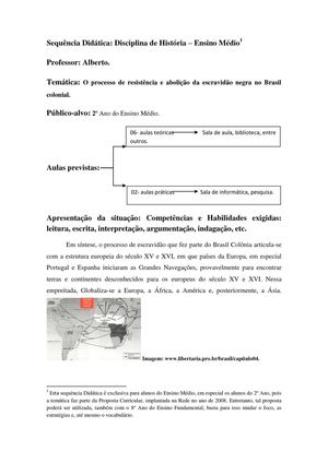 ALBERTO MARQUES APRESENTAÇÃO SEQUÊNCIA DIDÁTICA ESCRAVIDÃO NO BRASIL