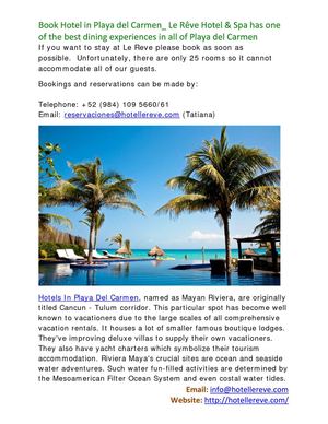 Book Hotel in Playa del Carmen_ Le Rêve Hotel & Spa has one of the best dining experiences in all of Playa del Carmen 