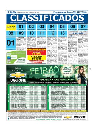 Classificados & Cursos: Jornal A Razão Santa Maria - 15122012