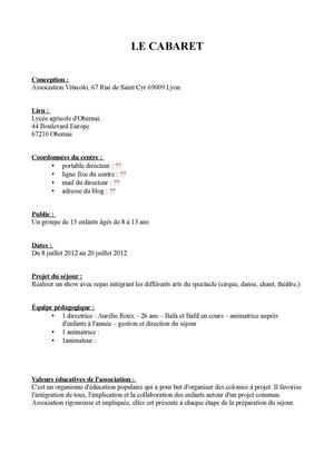 projet péda cabaret pdf