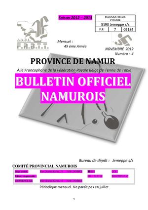 Bulletin officiel du CPN - Novembre 1012