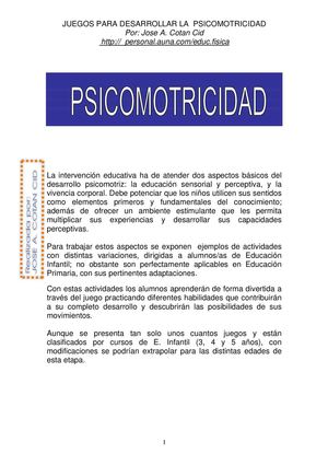 JUEGOS PARA DESARROLLAR LLA PSICOMOTRICIDAD