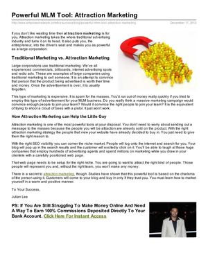 Powerful MLM Tool: Attraction Marketing
