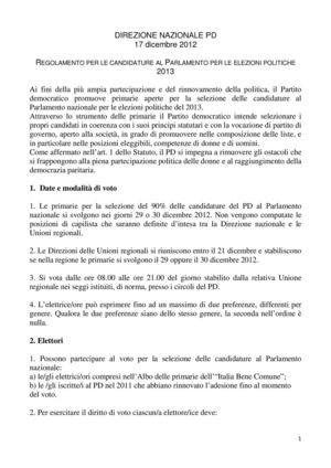 Regolamento Primarie Parlamentari PD