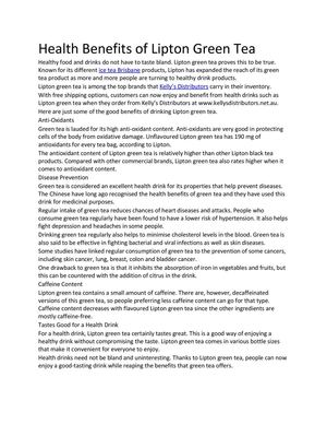 Health Benefits of Lipton Green Tea 