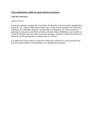 art R322-4 code assurances Agents spéciaux