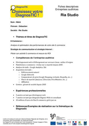 Fiche DiagnosTIC - Ria Studio