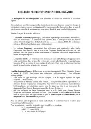 règles de présentation