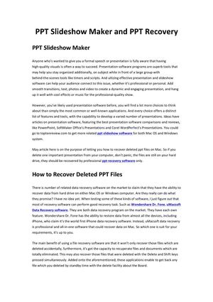 Rapid Advice In PPT Slideshow Maker and PPT Recovery - The Inside Track