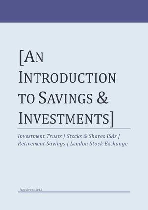 An Introduction to Savings & Investments