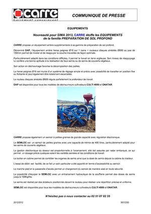 Communiqué de presse Equipements sol profond