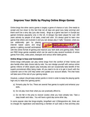 Improve Your Skills by Playing Online Bingo Games