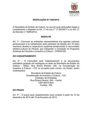 Resolução 082 Convocação Entidades