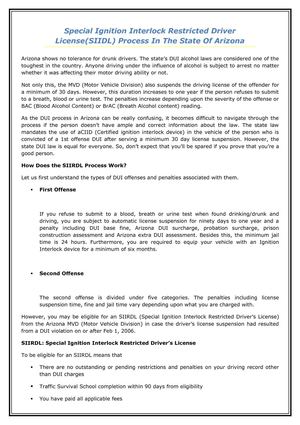 Special Ignition Interlock Restricted Driver License Process In The State Of Arizona