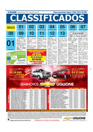 Classificados & Cursos: Jornal A Razão Santa Maria - 22122012
