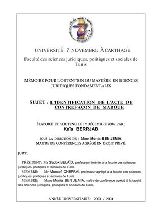 l'identification de l'acte de contrefaçon de marque en Tunisie