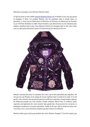 Raisonner sur pourquoi vous choisissez Moncler Jacket