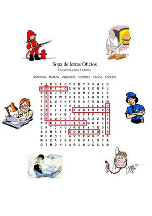 Solución Sopa de Letras Oficios