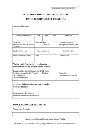 Ficha de Proyectos de investigación