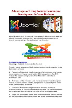 Advantages of Using Joomla Ecommerce Development in Your Business
