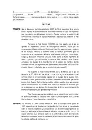 Instancia Distintivo Merito GC AUXILIAR para Civiles