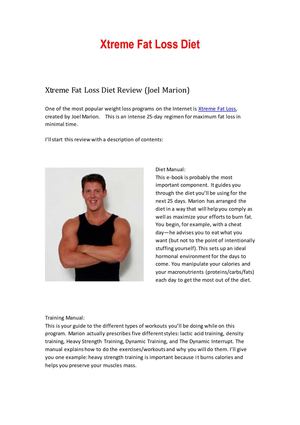 Xtreme Fat Loss Diet