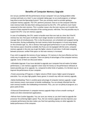 Benefits of Computer Memory Upgrade