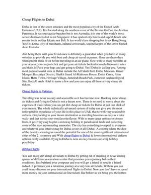 Cheap Flights to Dubai 