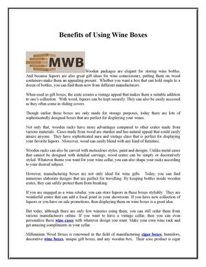 Benefits of Using Wine Boxes
