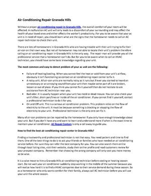 AC Repair Throughout Granada Hills