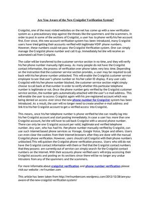 Are You Aware of the New Craigslist Verification System?