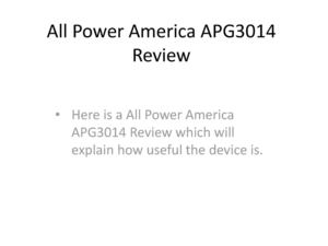 All Power America APG3014 Review