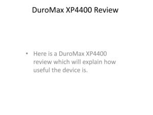 DuroMax XP4400 Review