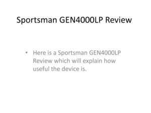 Sportsman GEN4000LP Review