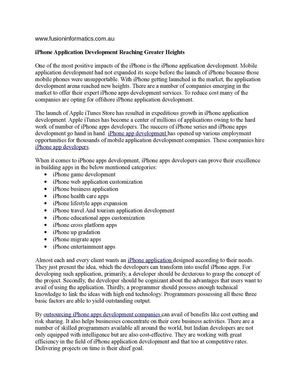 iPhone Application Development Reaching Greater Heights