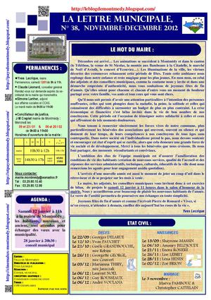 Lettre de Montmédy n°38 de novembre-décembre 2012