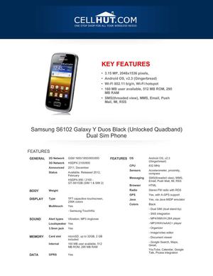 Samsung S6102 Galaxy Y Duos Black Dual Sim Phone at cellhut 