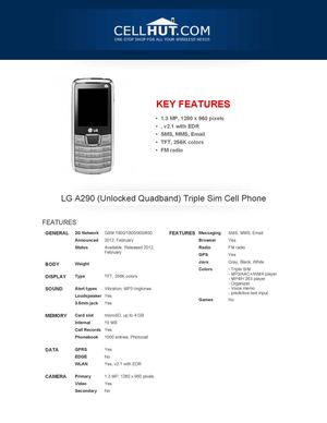 LG A290  Triple Sim Cell Phone at cellhut 