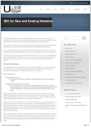 SEO For New And Existing Website - Ugrow Marketing SEO