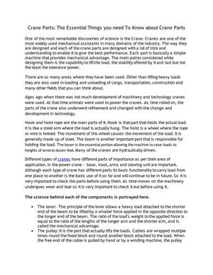 Crane Parts: The Essential Things you need To Know about Crane Parts