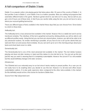 A full comparison associated with Diablo 3 robots